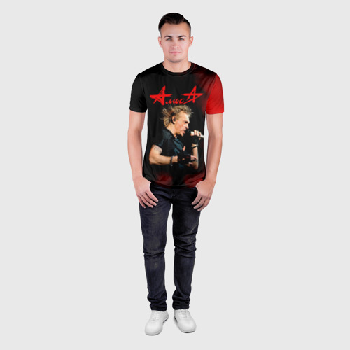 Мужская футболка 3D Slim с принтом Константин Кинчев - Алиса, вид сбоку #3