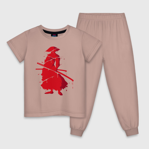 Детская пижама хлопок Кровь самурая, цвет пыльно-розовый