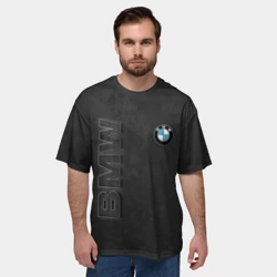 Мужская футболка oversize 3D BMW logo and inscription - фото 2