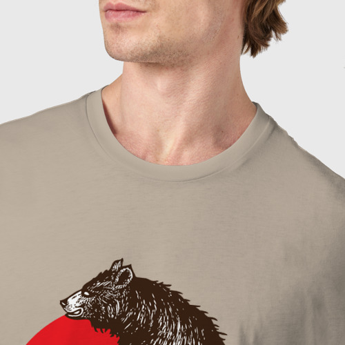 Мужская футболка хлопок Медведь на велосиеде, цвет миндальный - фото 6