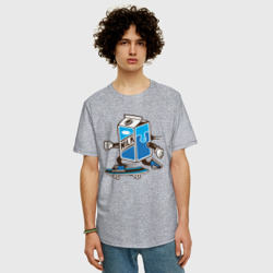 Мужская футболка хлопок Oversize Пачка молока на скейте - фото 2