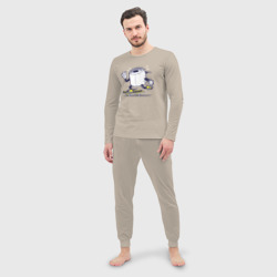 Мужская пижама с лонгсливом хлопок Туалетная бумага на скейте - фото 2
