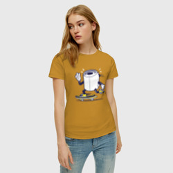 Женская футболка хлопок Туалетная бумага на скейте - фото 2