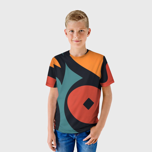 Детская футболка 3D с принтом Arabic Rain, фото на моделе #1