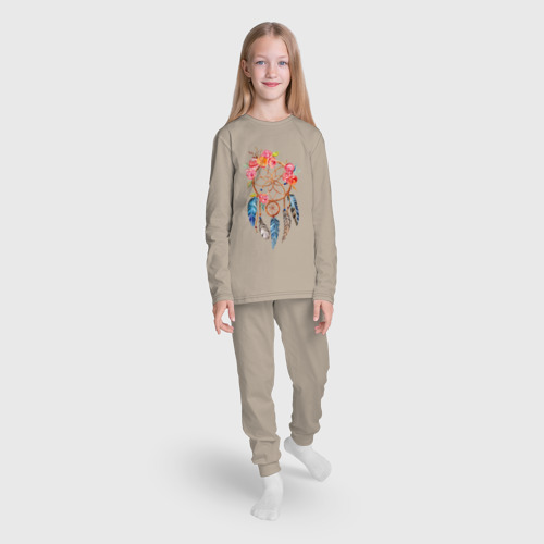 Детская пижама с лонгсливом хлопок Ловец снов, цвет миндальный - фото 5