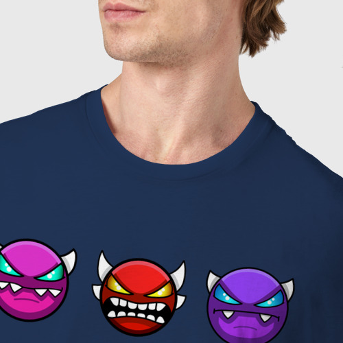 Мужская футболка хлопок Geometry Dash, цвет темно-синий - фото 6