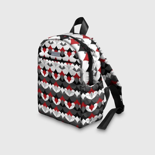 Детский рюкзак 3D с принтом Абстрактный красно-серый узор, вид сбоку #3