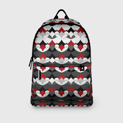 Рюкзак 3D с принтом Абстрактный красно-серый узор, вид сбоку #3