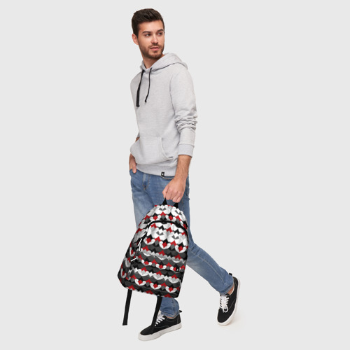 Рюкзак 3D с принтом Абстрактный красно-серый узор, фото #5