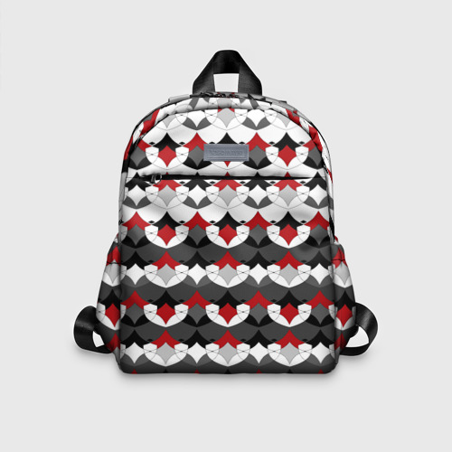 Детский рюкзак 3D с принтом Абстрактный красно-серый узор, вид спереди #2