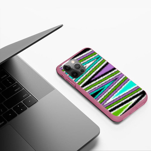 Чехол для iPhone 12 Pro Max с принтом Разноцветный асимметричный узор зигзаг, фото #5