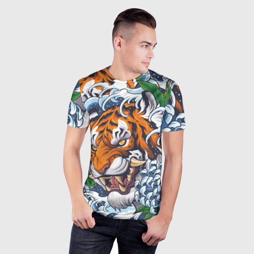 Мужская футболка 3D Slim Тигр, цвет 3D печать - фото 3