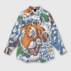 Женская рубашка oversize 3D Тигр