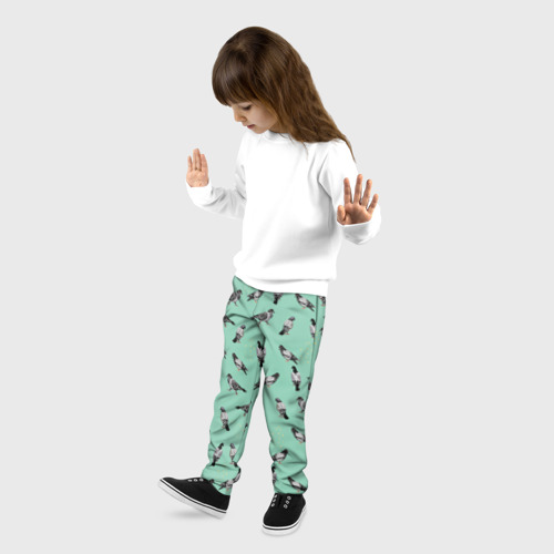 Детские брюки 3D Голуби на зеленом, цвет 3D печать - фото 3