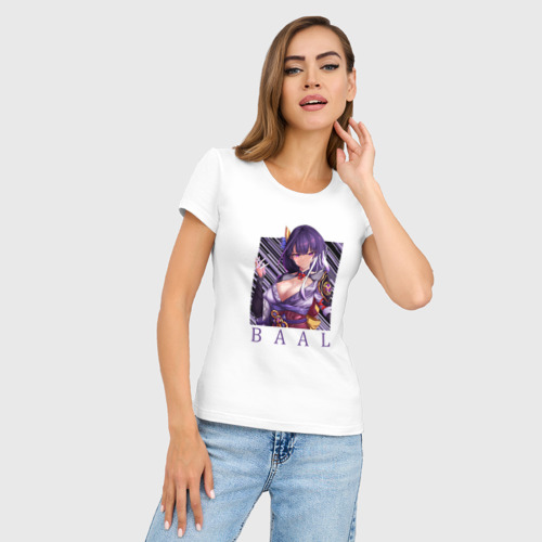 Женская футболка хлопок Slim Баал Сёгун Райдэн, цвет белый - фото 3