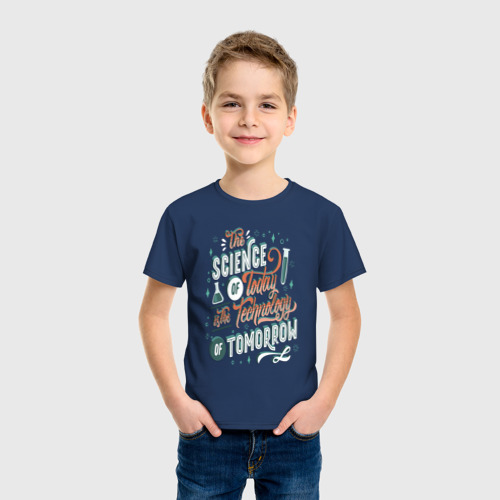 Детская футболка хлопок с принтом Наука сегодня, фото на моделе #1