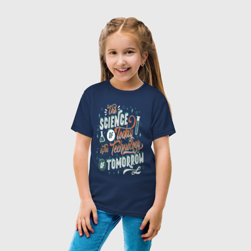 Детская футболка хлопок с принтом Наука сегодня, вид сбоку #3