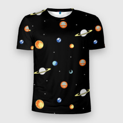 Мужская футболка 3D Slim Планеты в космосе