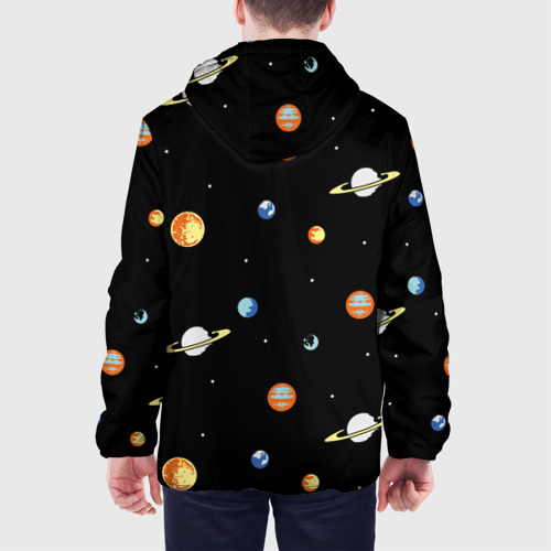 Мужская куртка 3D с принтом Планеты в космосе, вид сзади #2