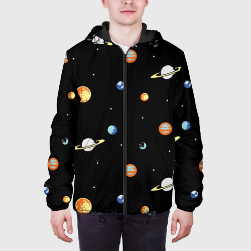 Мужская куртка 3D с принтом Планеты в космосе, вид сбоку #3