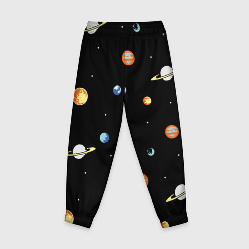 Детские брюки 3D с принтом Планеты в космосе, вид сзади #1