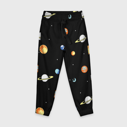 Детские брюки 3D с принтом Планеты в космосе, вид спереди #2