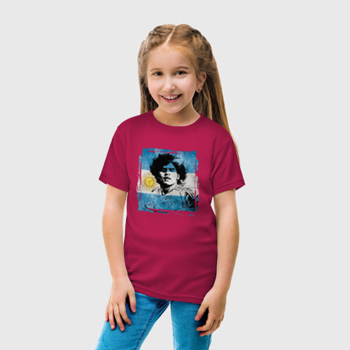 Детская футболка хлопок Диего - Аргентина, цвет маджента - фото 5