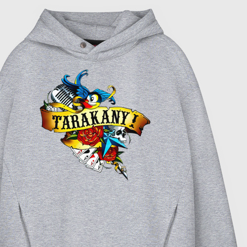 Мужское худи Oversize хлопок Tarakany! Тараканы!, цвет меланж - фото 4