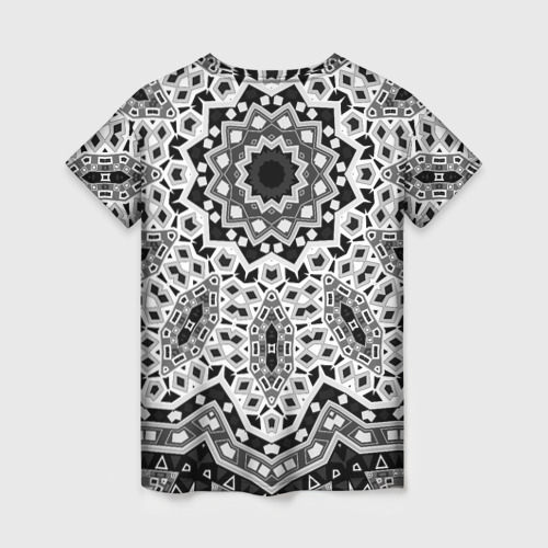 Женская футболка 3D Черно-белый этнический орнамент мандала, цвет 3D печать - фото 2