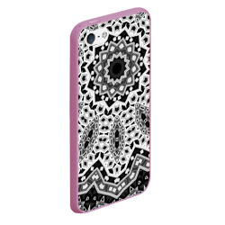 Чехол для iPhone 5/5S матовый Черно-белый этнический орнамент мандала - фото 2