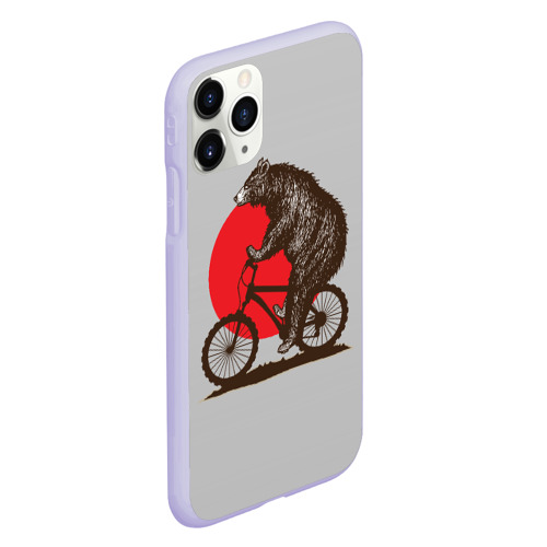 Чехол для iPhone 11 Pro матовый с принтом Медведь на велосиеде, вид сбоку #3
