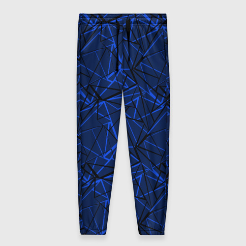 Женские брюки 3D с принтом Черно-синий геометрический  узор, вид спереди #2
