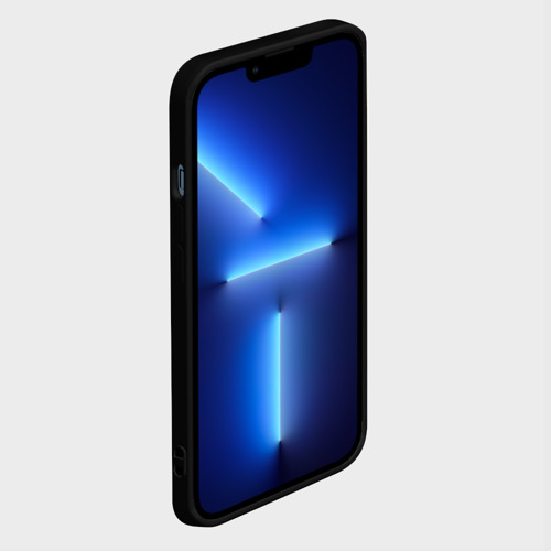 Чехол для iPhone 13 Pro с принтом Черно-синий геометрический  узор, вид сбоку #3