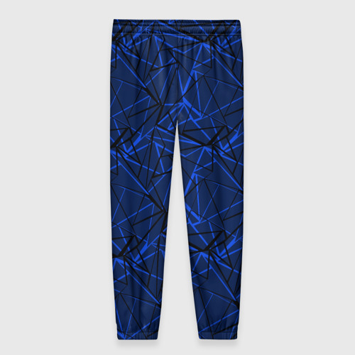 Женские брюки 3D с принтом Черно-синий геометрический  узор, вид сзади #1