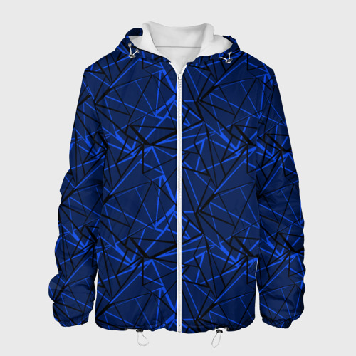 Мужская куртка 3D с принтом Черно-синий геометрический  узор, вид спереди #2