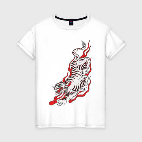Женская футболка хлопок Тигр самурая