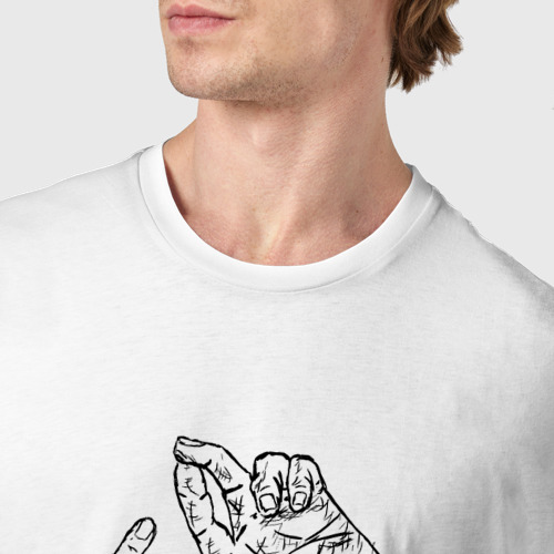 Мужская футболка хлопок Две руки - скетч карандашом, цвет белый - фото 6