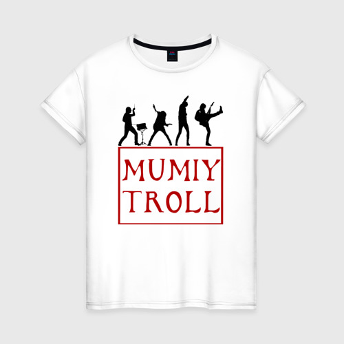 Женская футболка из хлопка с принтом Mumiy Troll Мумий Тролль, вид спереди №1