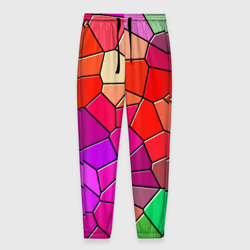 Мужские брюки 3D с принтом Мозаика цветная, вид спереди #2