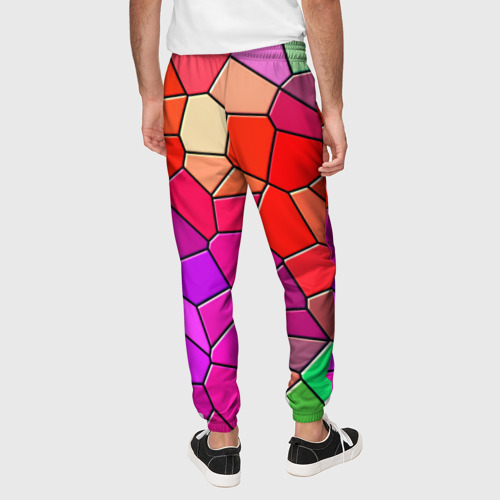 Мужские брюки 3D с принтом Мозаика цветная, вид сзади #2
