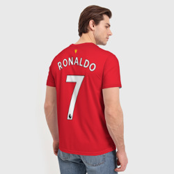 Футболка с принтом Роналду Манчестер Юнайтед для мужчины, вид на модели сзади №2. Цвет основы: белый
