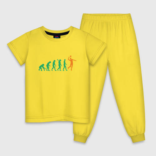 Детская пижама хлопок Эволюция волейбола, цвет желтый