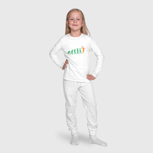 Детская пижама с лонгсливом хлопок Эволюция волейбола, цвет белый - фото 7