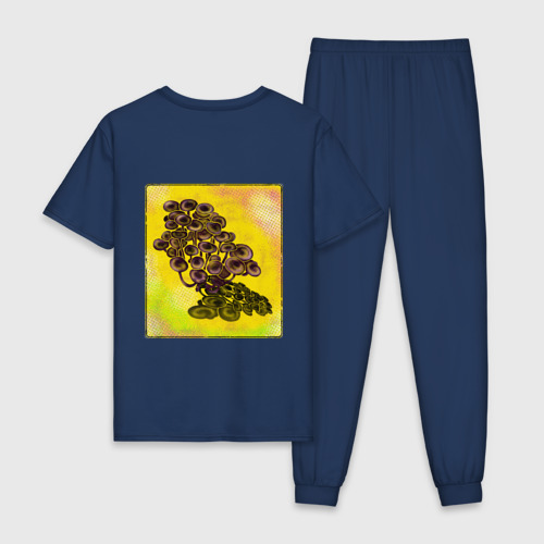 Мужская пижама хлопок Психоделические грибы, цвет темно-синий - фото 2