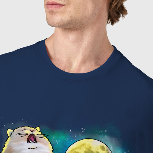 Мужская футболка хлопок с принтом Котики воют на Луну, фото #4