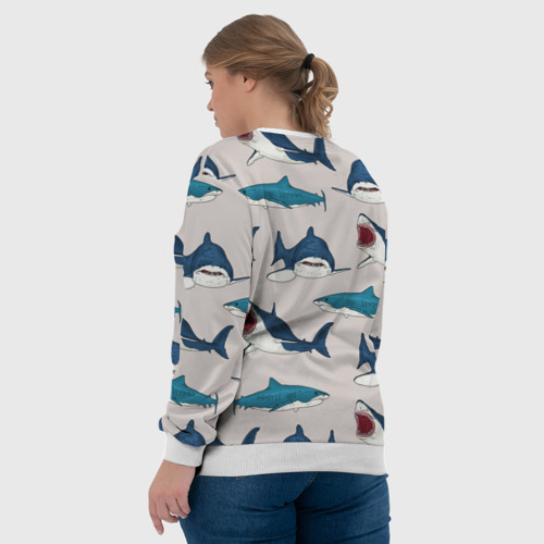 Женский свитшот 3D Кровожадные акулы паттерн, цвет 3D печать - фото 7