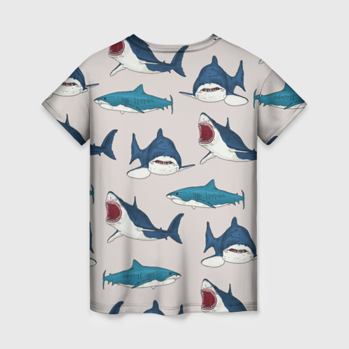 Женская футболка 3D Кровожадные акулы паттерн, цвет 3D печать - фото 2