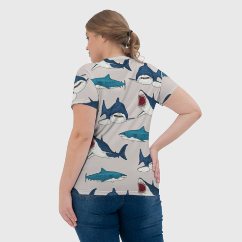 Женская футболка 3D Кровожадные акулы паттерн, цвет 3D печать - фото 7