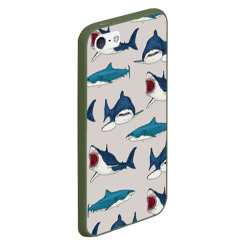 Чехол для iPhone 5/5S матовый Кровожадные акулы паттерн - фото 2