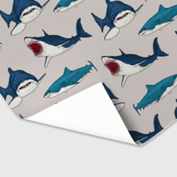 Бумага с принтом Кровожадные акулы паттерн для любого человека, вид спереди №3. Цвет основы: белый